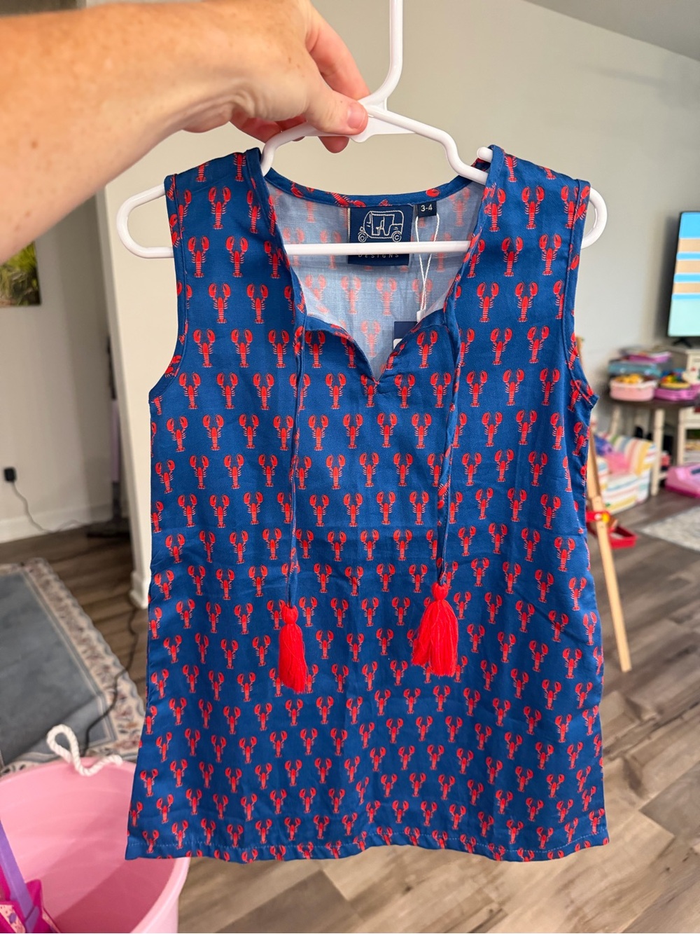 TukTuk Designs Blue Lobster Print Top